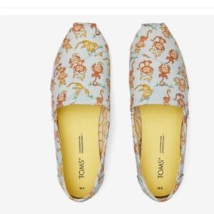 New  TOMS Alparata Blue Monkey Business Printed Canvas - Size 10